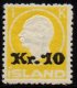 1924 10 Kr on 1 Kr Yellow