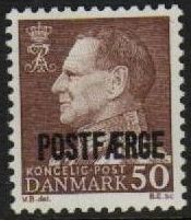 1974 50ø Brown 'POSTFÆRGE’ Overprint