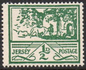 1943 ½d Green Jersey Scenes (U/M)